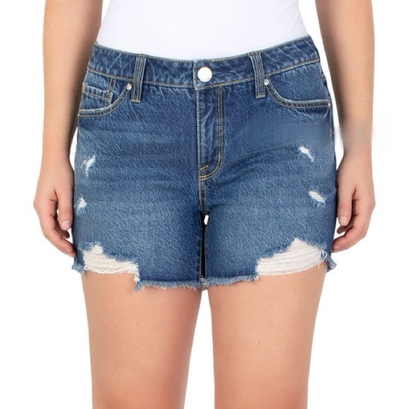 Seven7 Pants - SEVEN7 5" INSEAM FRAY HEM DENIM WEEKEND SHORT Dark Wash Size 6